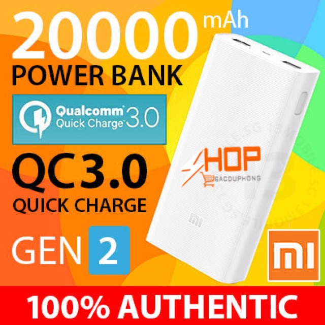 Sạc dự phòng Xiaomi 20000 mAh Gen 2 chính hãng