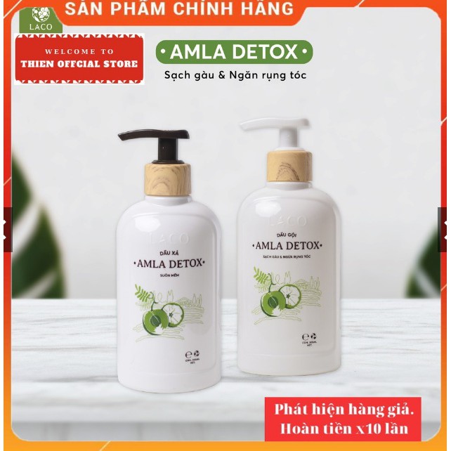 Combo bộ Dầu gội Dầu xả Laco Amla Detox - Ngăn rụng tóc kích thích mọc tóc Mềm mượt tóc Cho tóc uốn nhuộm tẩy Cả nam nữ