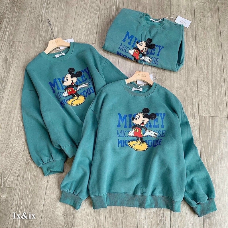 Áo nỉ mickey thu đông hàng đẹp. Áo nỉ dài tay cổ tròn tay thường
