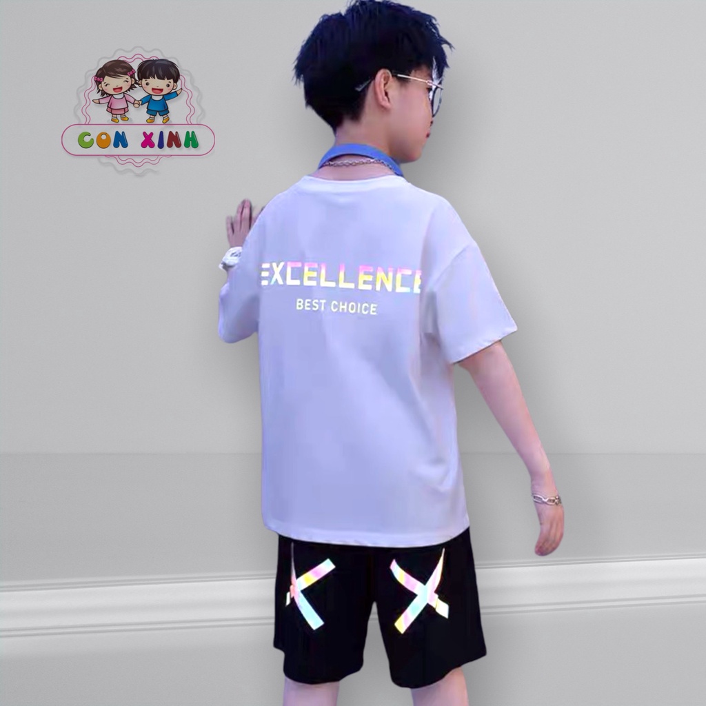 Bộ quần áo bé trai CON XINH cotton quần kaki phản quang 7 màu BEST CHOICE,set quần áo trẻ em từ 4 đến 10 tuổi