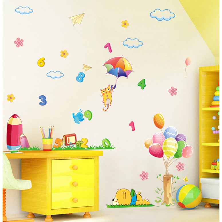 Decal dán tường Học đếm số