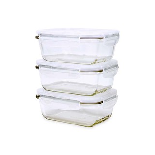 Bộ 3 hộp thủy tinh Lock&Lock 420ml chữ nhật tặng túi giữ nhiệt