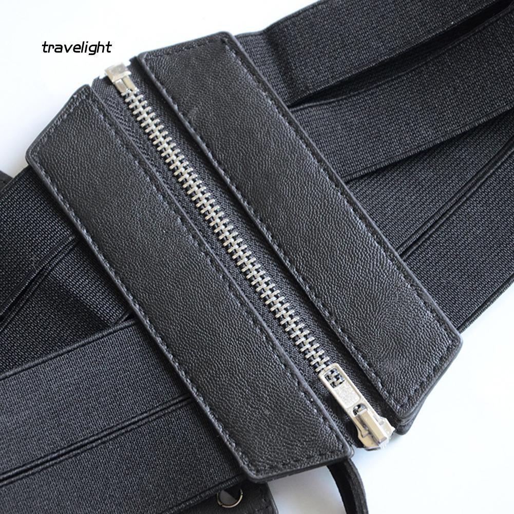Thắt Lưng Bản Rộng Co Giãn Phối Khóa Kéo Thời Trang Cho Nữ