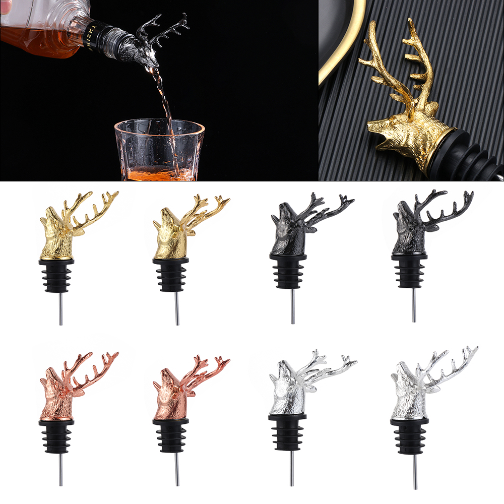 Nút Chặn Sục Khí Chai Rượu Bằng Hợp Kim Kẽm Hình Đầu Hươu Độc Đáo Nhiều Màu Sắc Cho Nhà Bếp/Tiệc Tùng