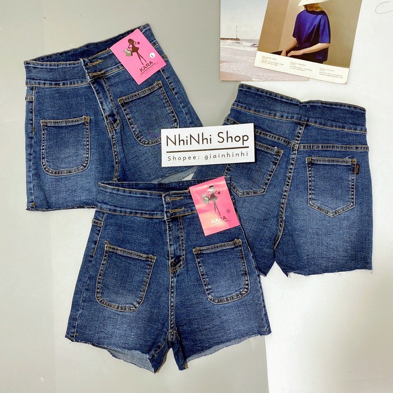 Quần short bò cạp cao co giãn túi trước, Quần đùi nữ vải jean QS141Q - NhiNhi Shop