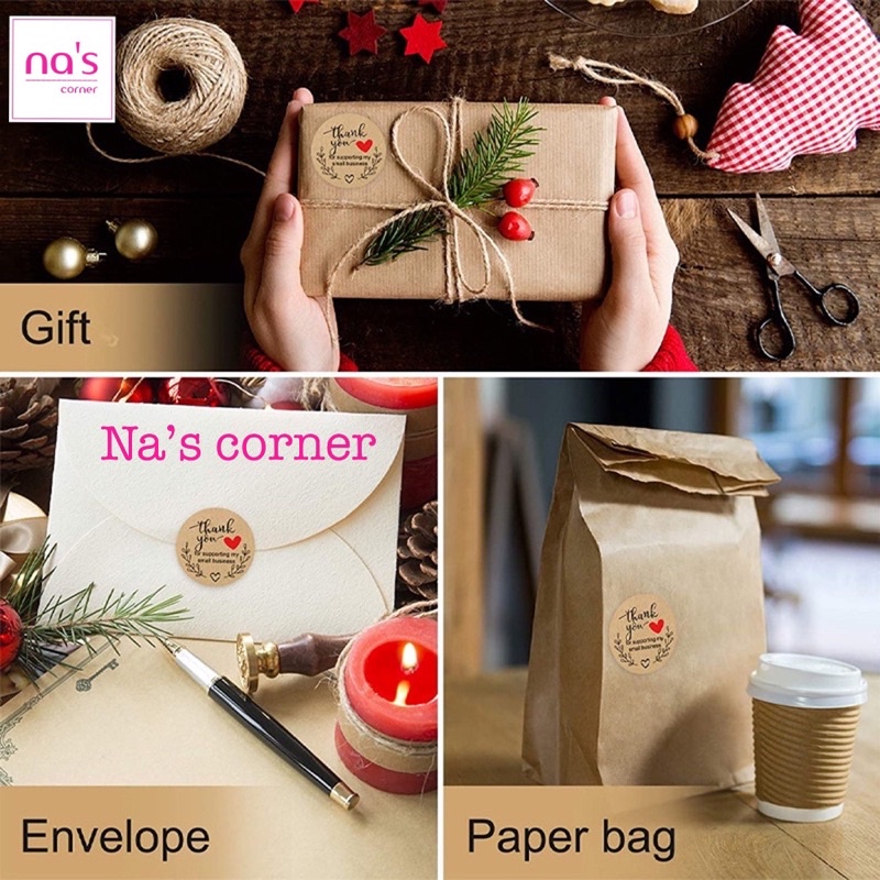 100 Tem nhãn dán cảm ơn thank you 2.5cm 3.8cm dán keo sẵn