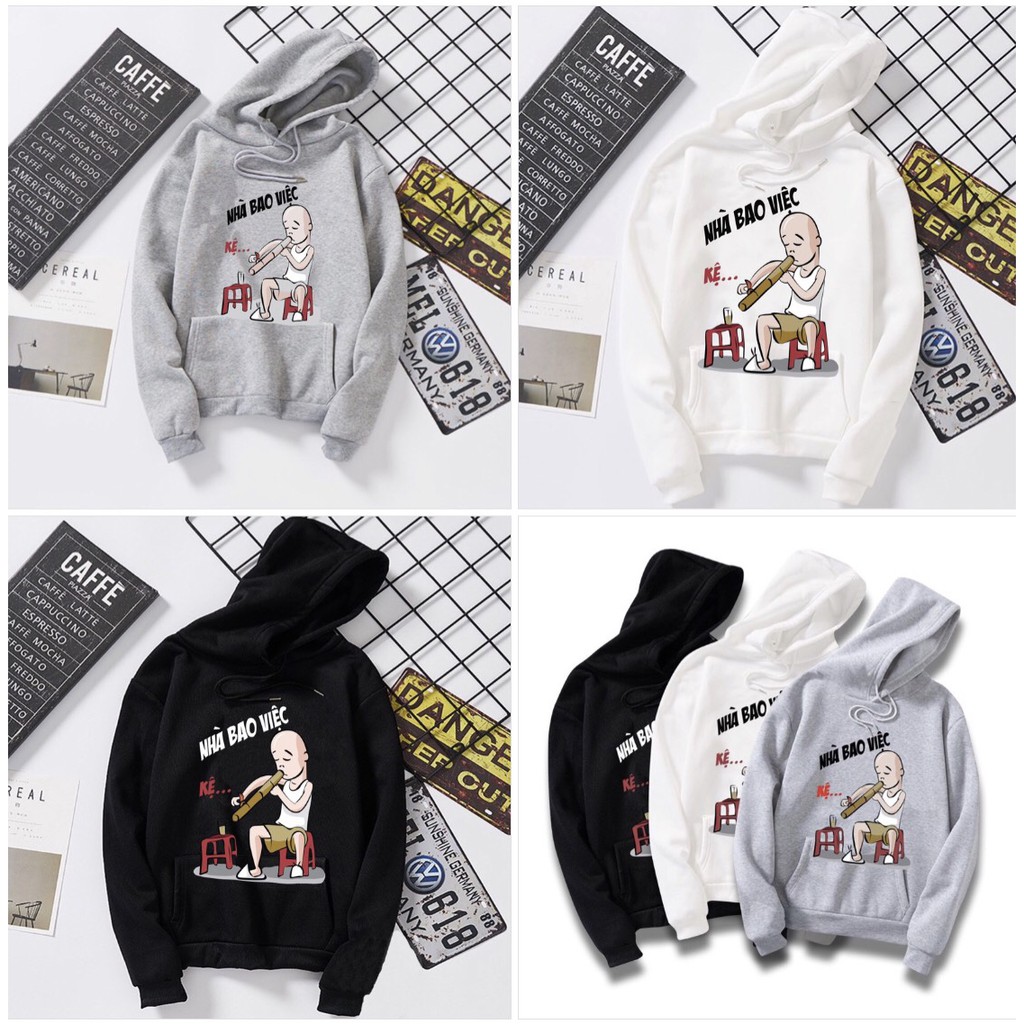 ÁO HOODIE NỈ NAM CÓ NÓN NHIỀU MÀU Unisex hoodies nhà bao việc