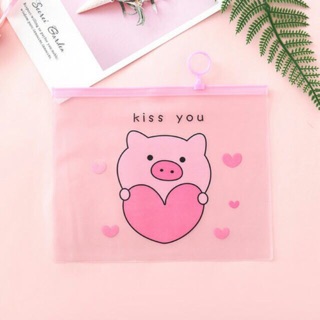 Túi zip A5 heo hồng