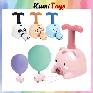 Đồ chơi xe bơm bóng cho bé, ô tô thổi bóng hình con vật ngộ nghĩnh Kumi toys