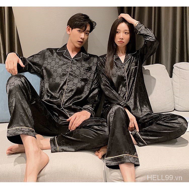 Bộ Pyjama Lụa Dài Tay Chất Lụa Gấm Cao Cấp Phù Hợp Cả Nam Và Nữ