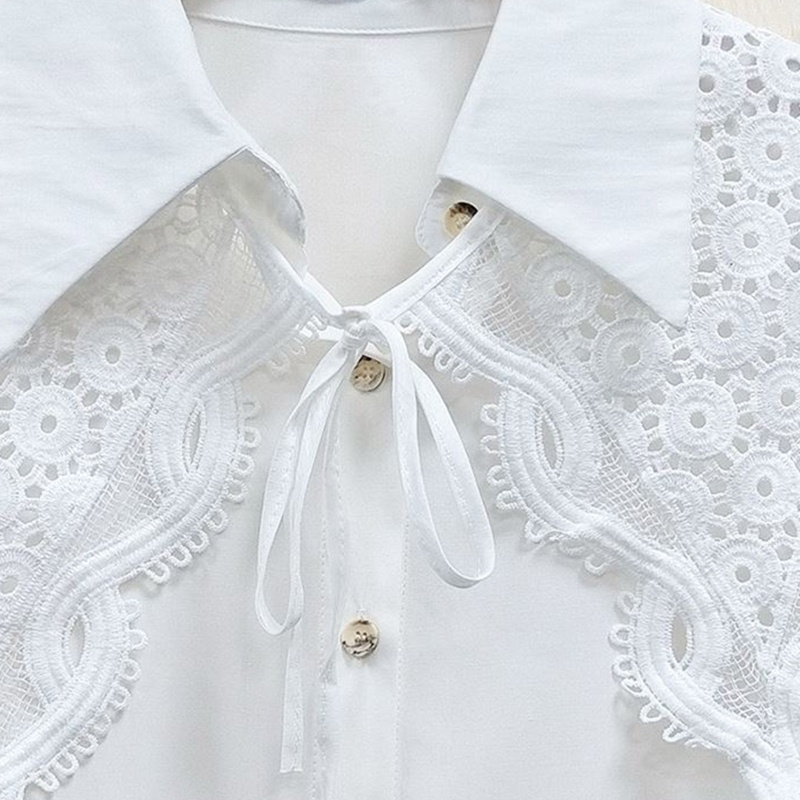 Khăn Choàng Cổ Giả Ren Thêu Họa Tiết Tròn Rỗng Có Thể Tháo Rời Cho Nữ