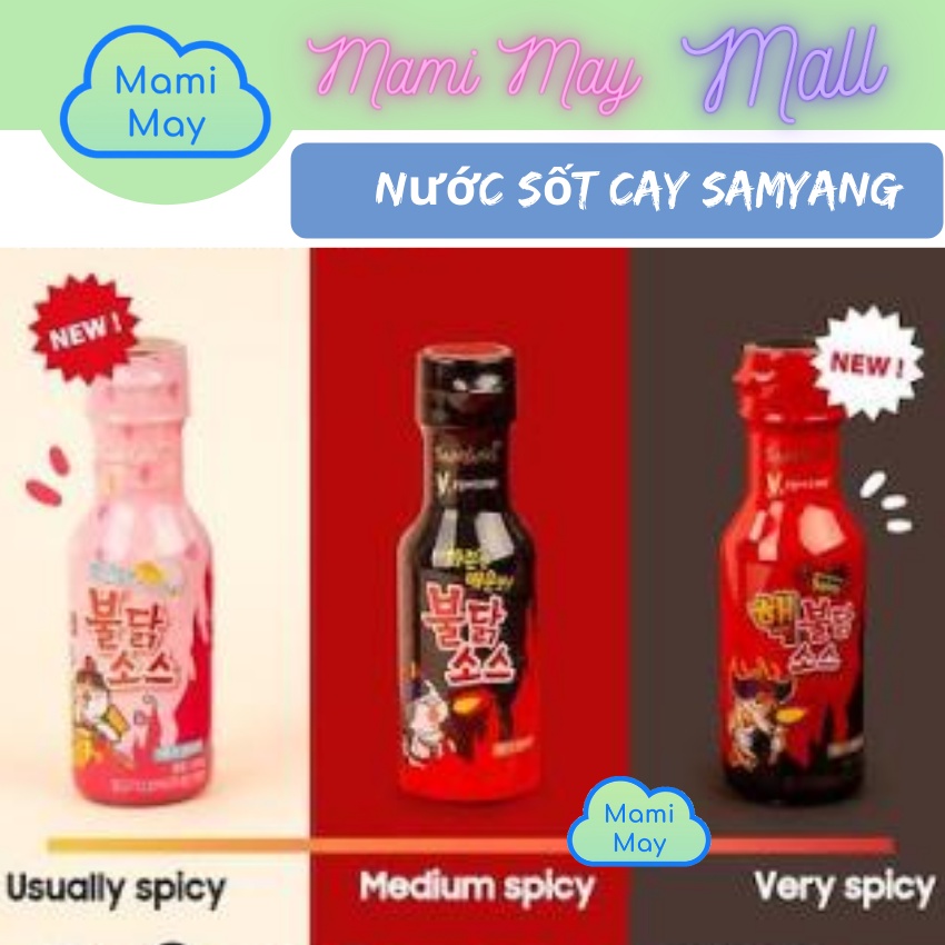 Nước Sốt chấm gà cay Samyang Hàn Quốc, sốt mì cay - chai 200g, 3 vị: truyền thống, cay x2 và vị carbonara