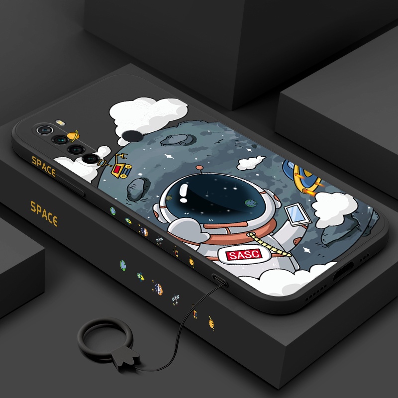 Ốp Điện Thoại silicone TPU Hình Phi Hành Gia Có Dây Đeo Cho Realme 5 5i 5 pro 6 6i 6 pro c3 c2