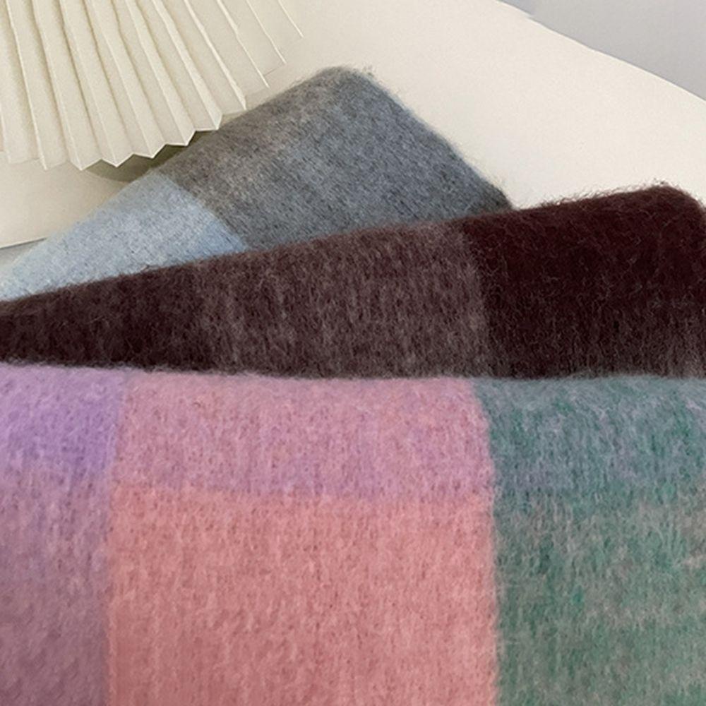 Khăn Choàng Cổ Dài Bằng Len Pashmina Dày Họa Tiết Kẻ Sọc Phong Cách Hàn Quốc Thanh Lịch Cho Nữ