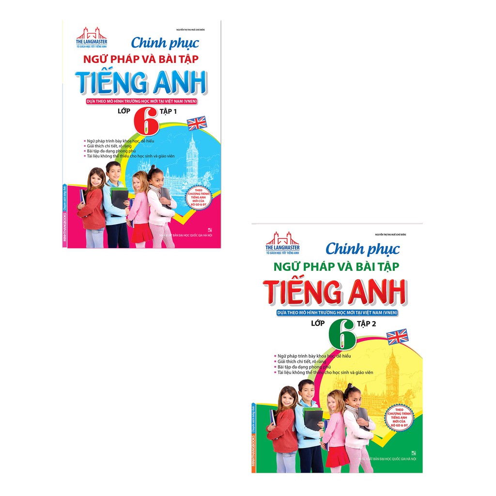 Sách Combo The Langmaster - Chinh phục ngữ pháp và bài tập tiếng Anh lớp 6 (2 Tập)