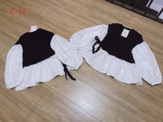 Áo baby doll phối sơ mi
