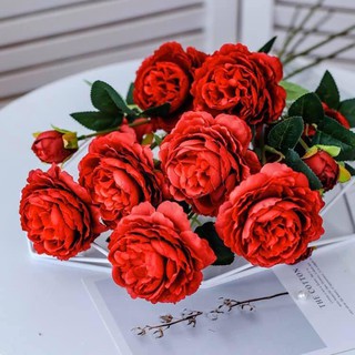hoa hồng lụa cao cấp (cành  2 bông 1 nụ )