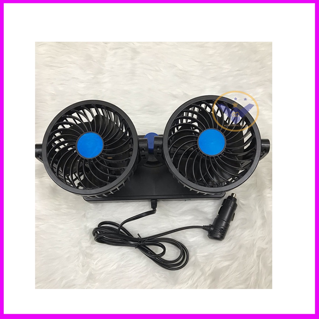 Quạt Đôi Mini Tiện Ích 360 Độ Để Trong Ô Tô, Để Bàn Làm Việc