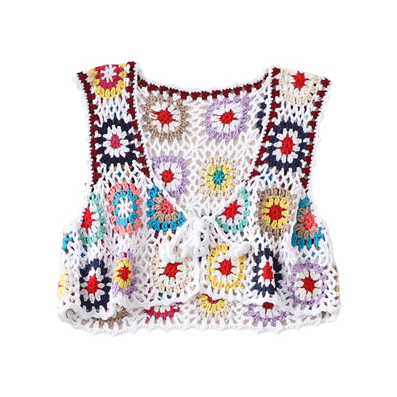 Brroa Áo Croptop Không Tay Họa Tiết Kẻ Sọc Nhiều Màu Sắc Phong Cách Boho Cho Nữ
