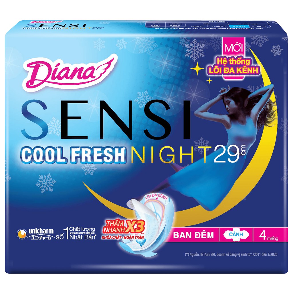 COMBO 6 GÓI BVS DIANA SENSI COOL FRESH NIGHT 29 CM VÀ 35 CM