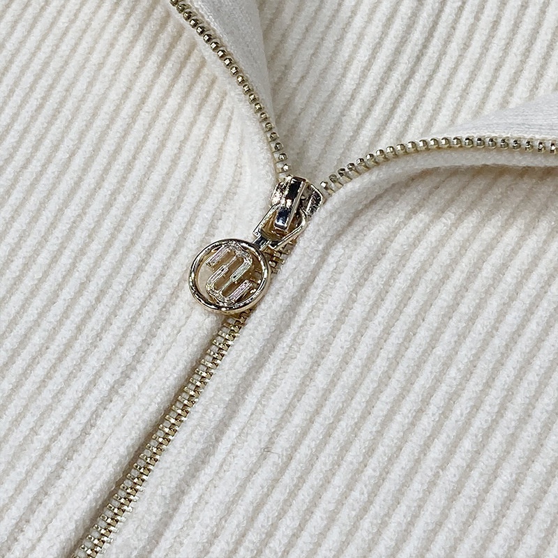 FVOO Maje 2022 spot French autumn and winter new women's clothing design sense half zipper large lapel sweater loose sweater