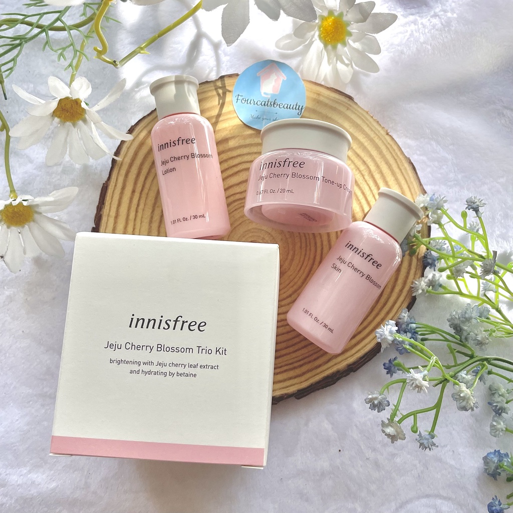 Bộ Sản Phẩm Dưỡng Ẩm Trắng Da Innisfree Jeju Cherry Blossom Jelly &amp; Tone-Up Cream