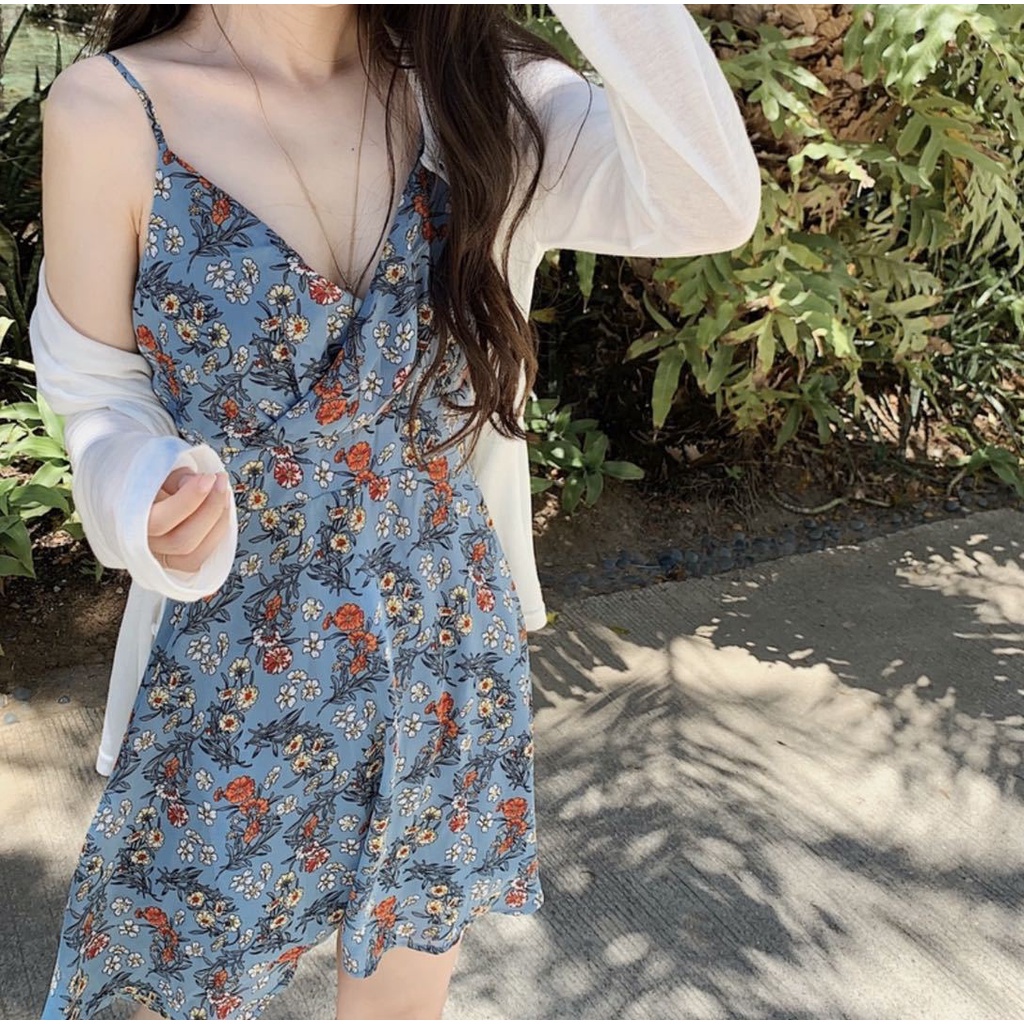 Váy Hoa Đi Biển, Váy Thời Trang Nữ Chất Thun Họa Tiết Hoa Lá Nữ Tính Mát Mẻ VB