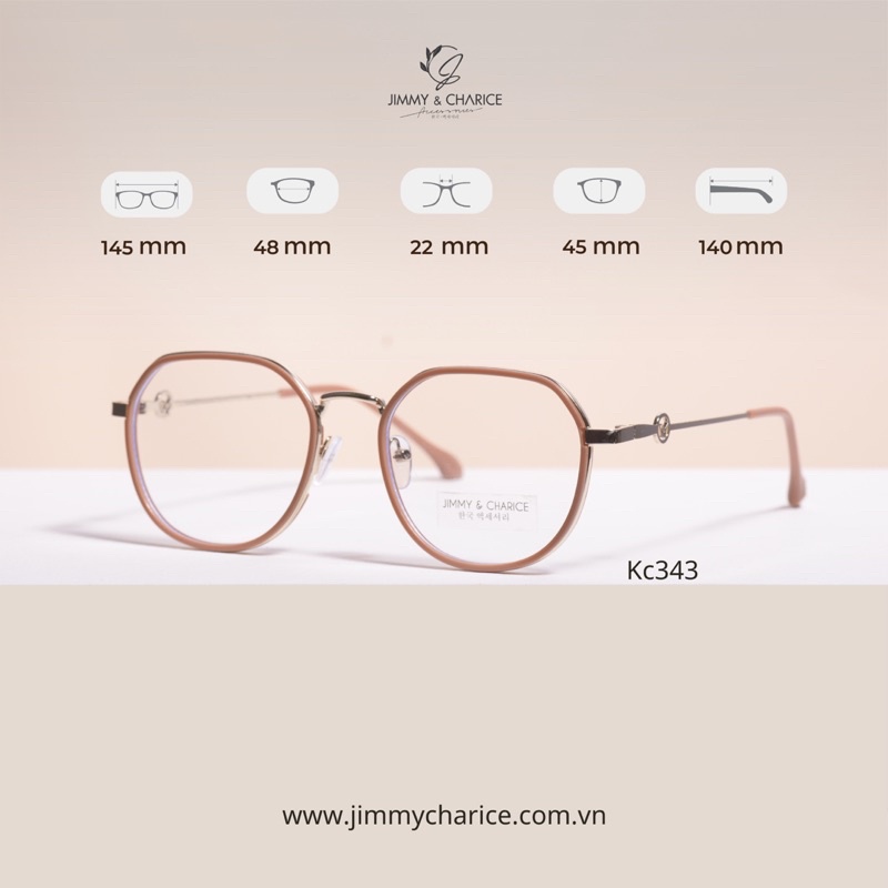 Gọng kính cận Jimmy & Charice tròn nữ chống tia UV ( có cắt cận loạn viễn theo yêu cầu )