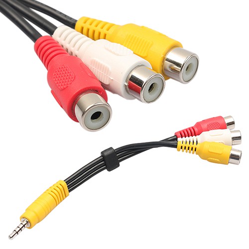 Đầu Nối Âm Thanh / Video Giắc Cắm 3.5mm Sang 3 RCA Màu Đen