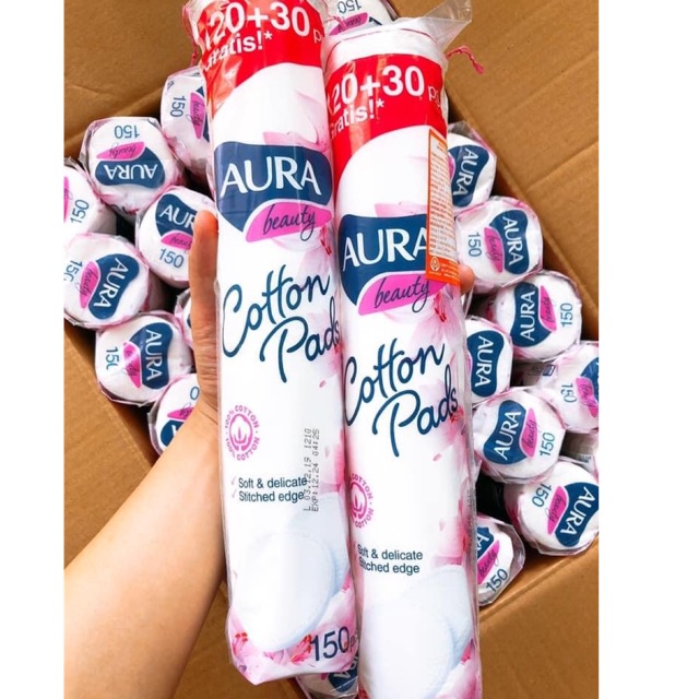 Combo 3 Bông tẩy trang Aura 150 miếng