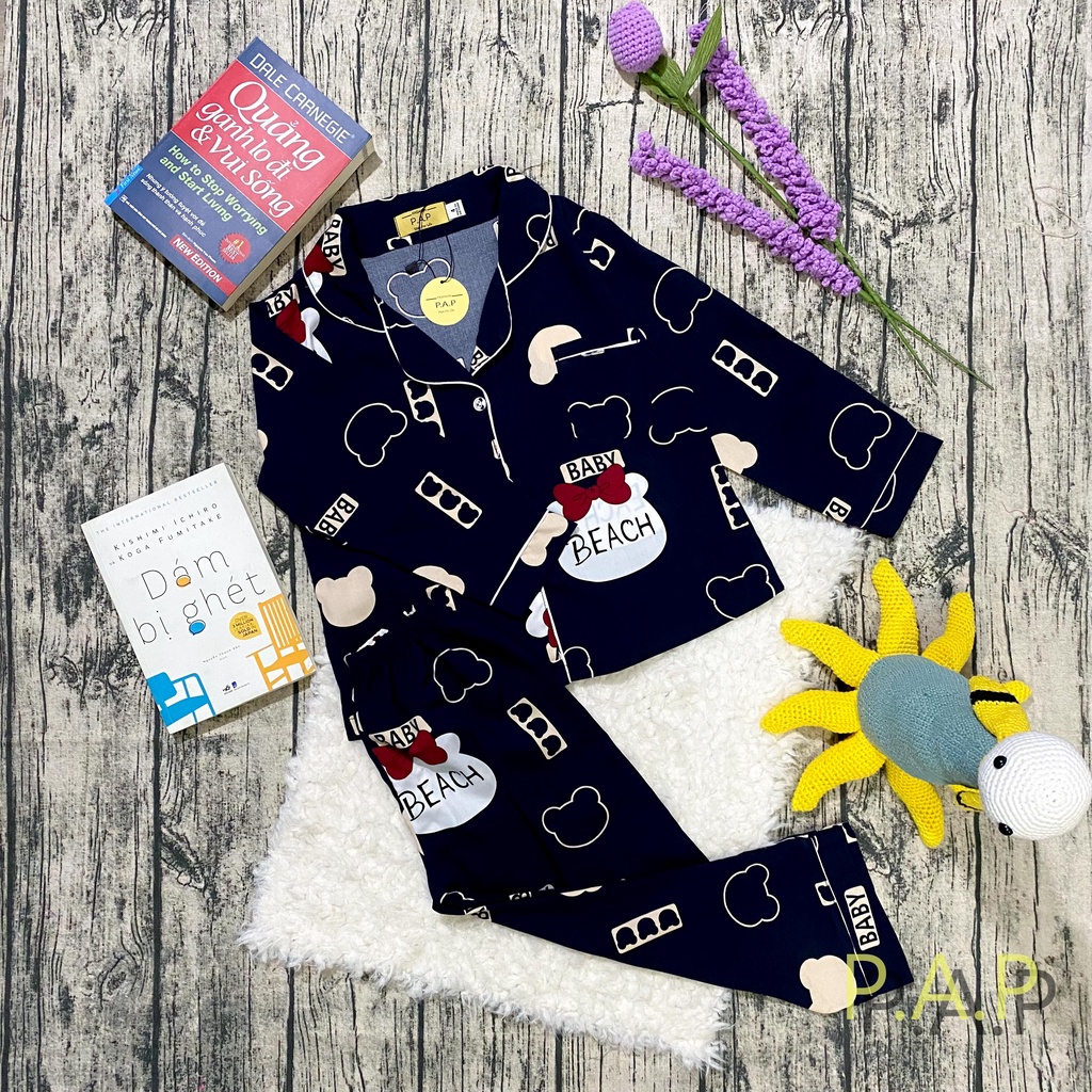 Pijama đồ ngủ dài cho bé trai và gái chất tole siêu thoải mái màu vàng