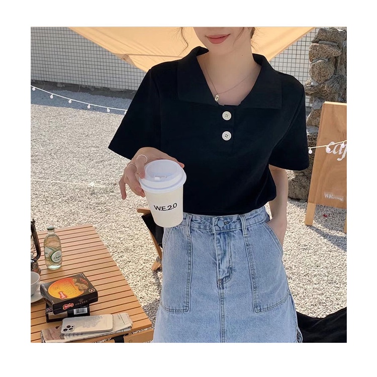 Áo polo Tay Ngắn Dáng Rộng Thời Trang Mùa Hè Phong Cách Hàn Quốc