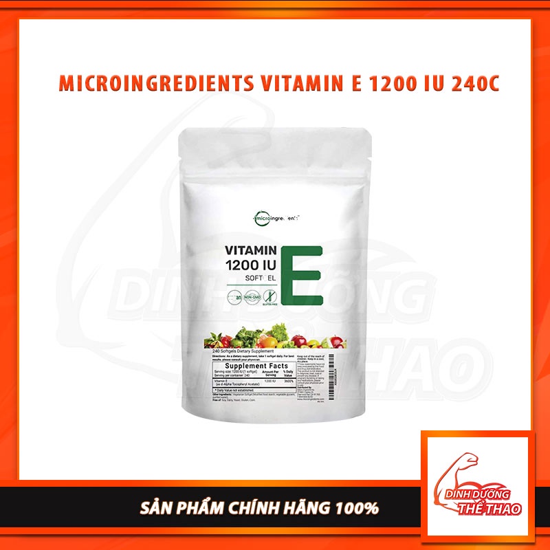 Viên Vitamins E 1200iu Hàm Lượng Cao Micro ingredients Vitamin E 1200 Iu Chống Oxy Hóa Đẹp Da Chống Lão Hóa 240 Viên