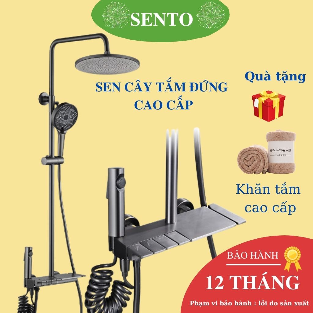 Sen cây tắm đứng tăng áp nóng lạnh SENTO bộ sen vòi tắm kèm xịt vệ sinh thiết bị nhà tắm ST30