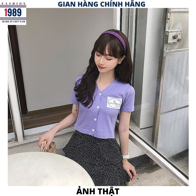 Áo thun croptop nữ tay cộc cổ v có LOGO 6 mầu chất cottong mềm mịn kiểu dáng hàn quốc -PHƯƠNG VŨ 1989 | WebRaoVat - webraovat.net.vn