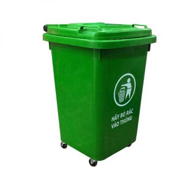 Thùng rác nhựa 60 lít xanh, thùng rác nhựa công cộng HDPE 60l , thùng rác nhựa 60 lít có bánh xe