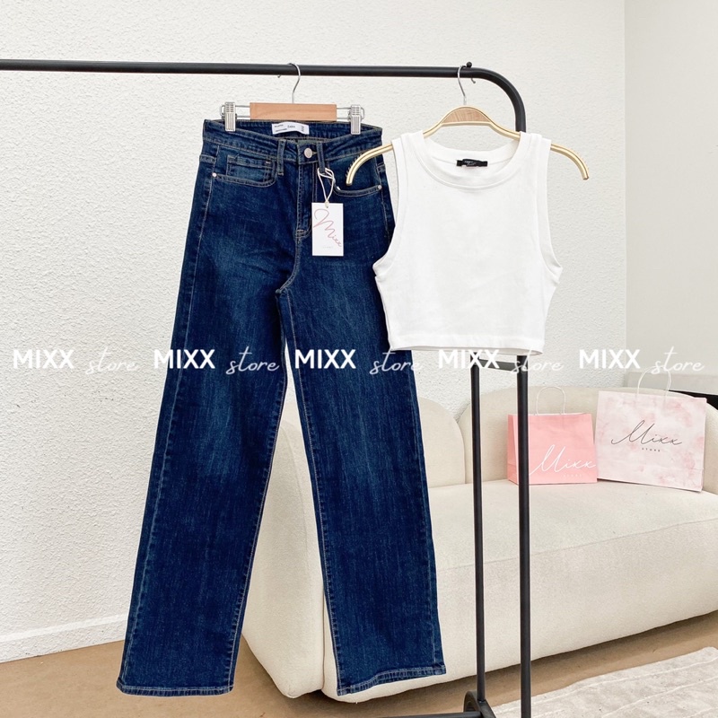 Quần Jean Nữ ống suông zara lưng cao chất co giãn thoải mái phom chuẩn đẹp
