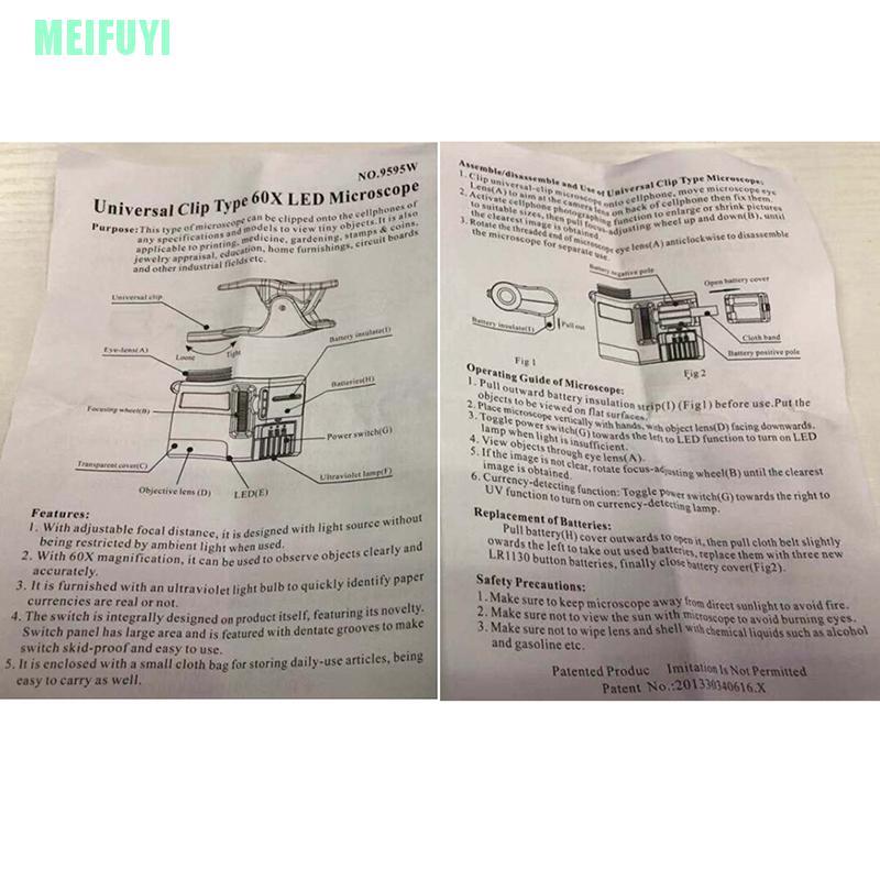 Ống Kính Phóng To 60x Kẹp Camera Điện Thoại Có Đèn Led