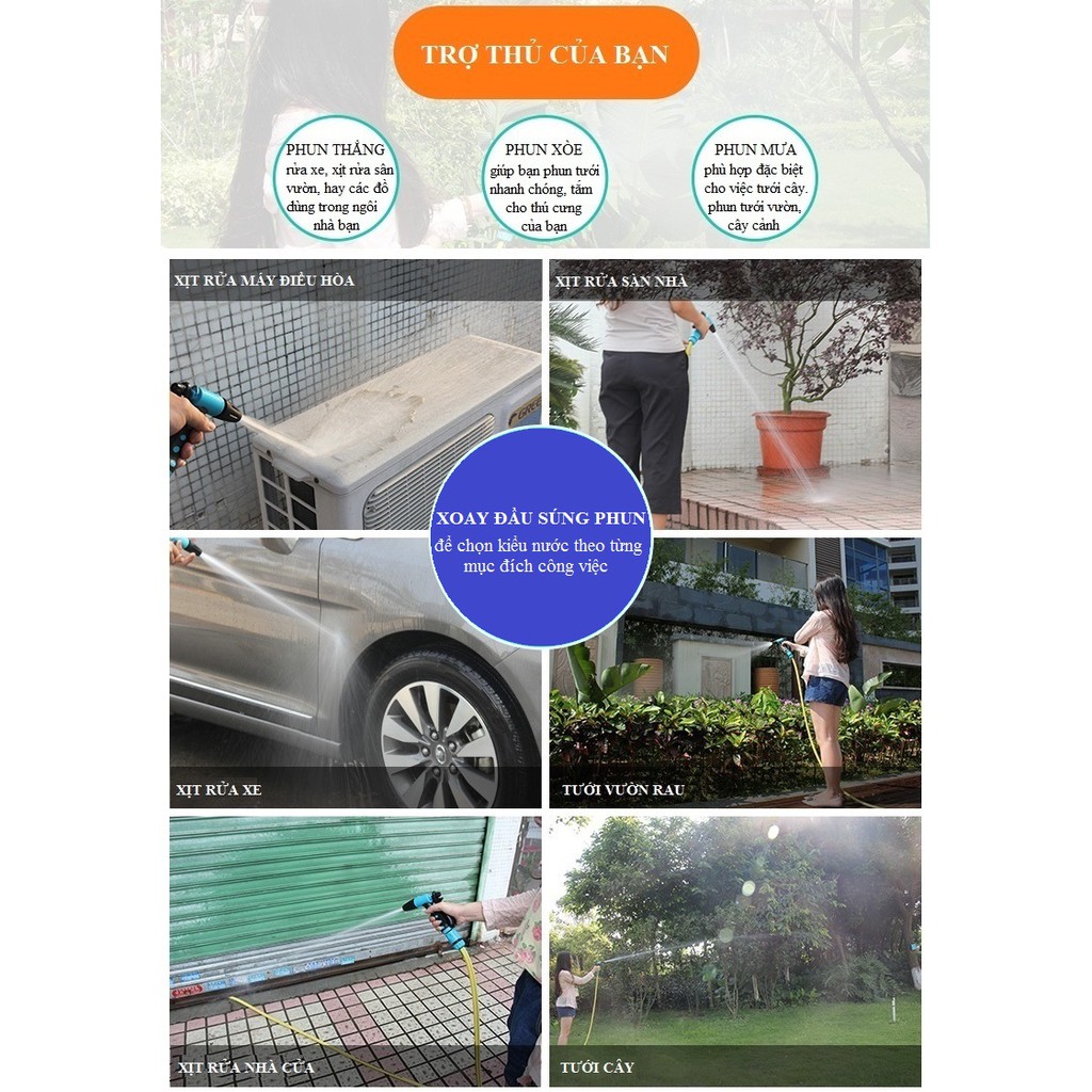 Vòi tưới cây, vòi rửa xe đa năng chăm sóc vườn cây và vệ sinh nhà cửa