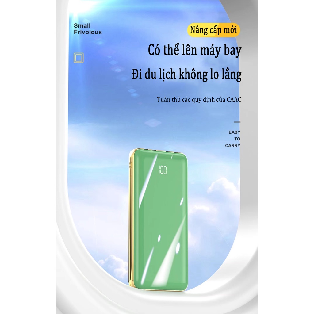 Ngân hàng điện công suất lớn10000mAh sạc nhanh ngân hàng điện hiển thị kỹ thuật số Đi kèm với bốn dòng dữ liệu