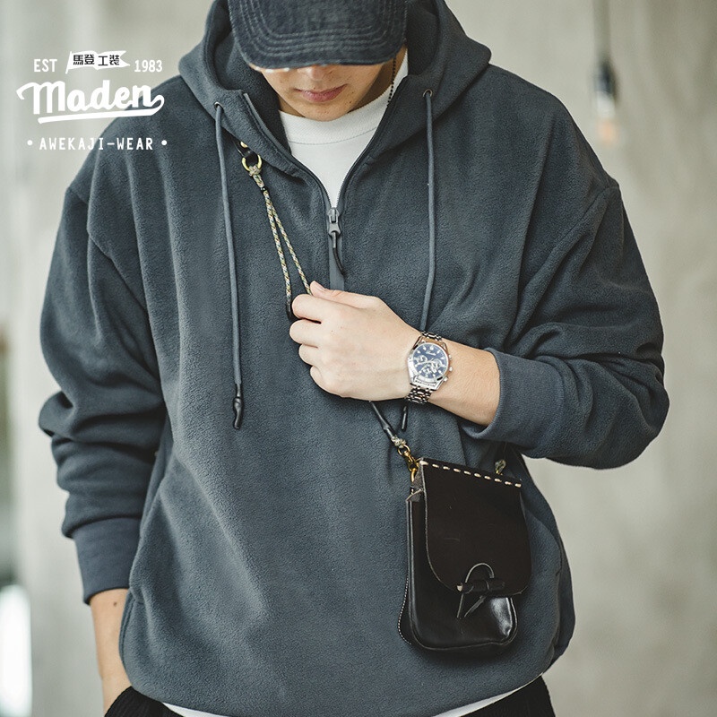 Áo hoodie MADEN tay dài có mũ trùm đầu phong cách Nhật Bản thời trang cho nam
