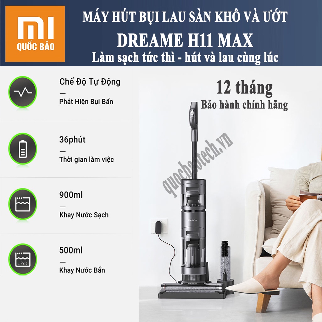 Máy hút bụi lau nhà khô và ướt Dreame H11 Max - Lau nhà, hút bụi khô và ướt, Hàng chính hãng- Bảo hành 1 năm