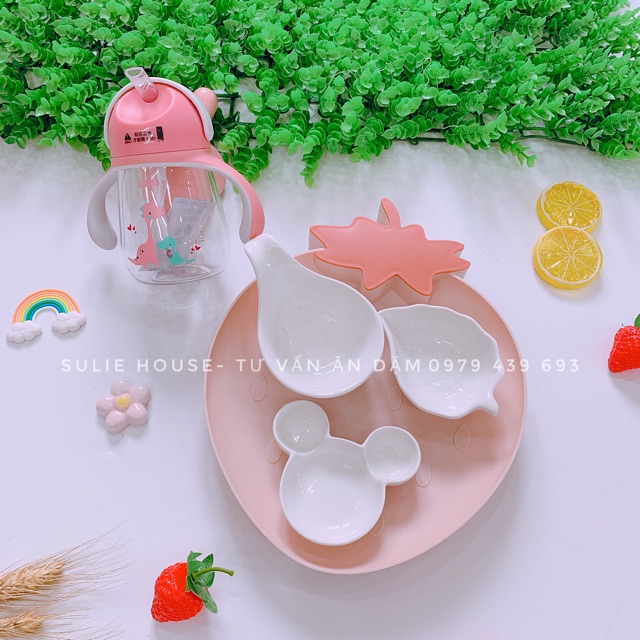 Khay nhựa cà rốt,mây, dâu,dứa đựng chén bát ăn dặm cho bé(chỉ bán khay ko kèm bát)