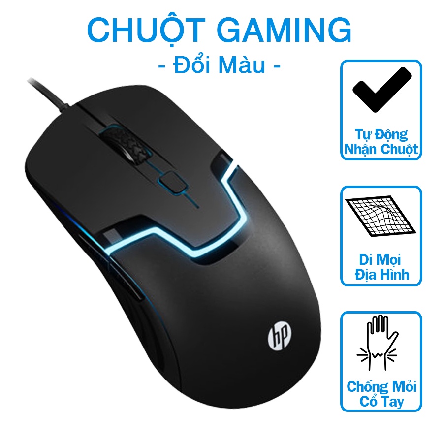 Chuột Máy Tính Có Dây Gaming Chính Hãng HP M100 Led 7 Màu, Độ Nhạy Cao, Cho Máy Bàn Và Laptop, Bảo Hành 12 Tháng