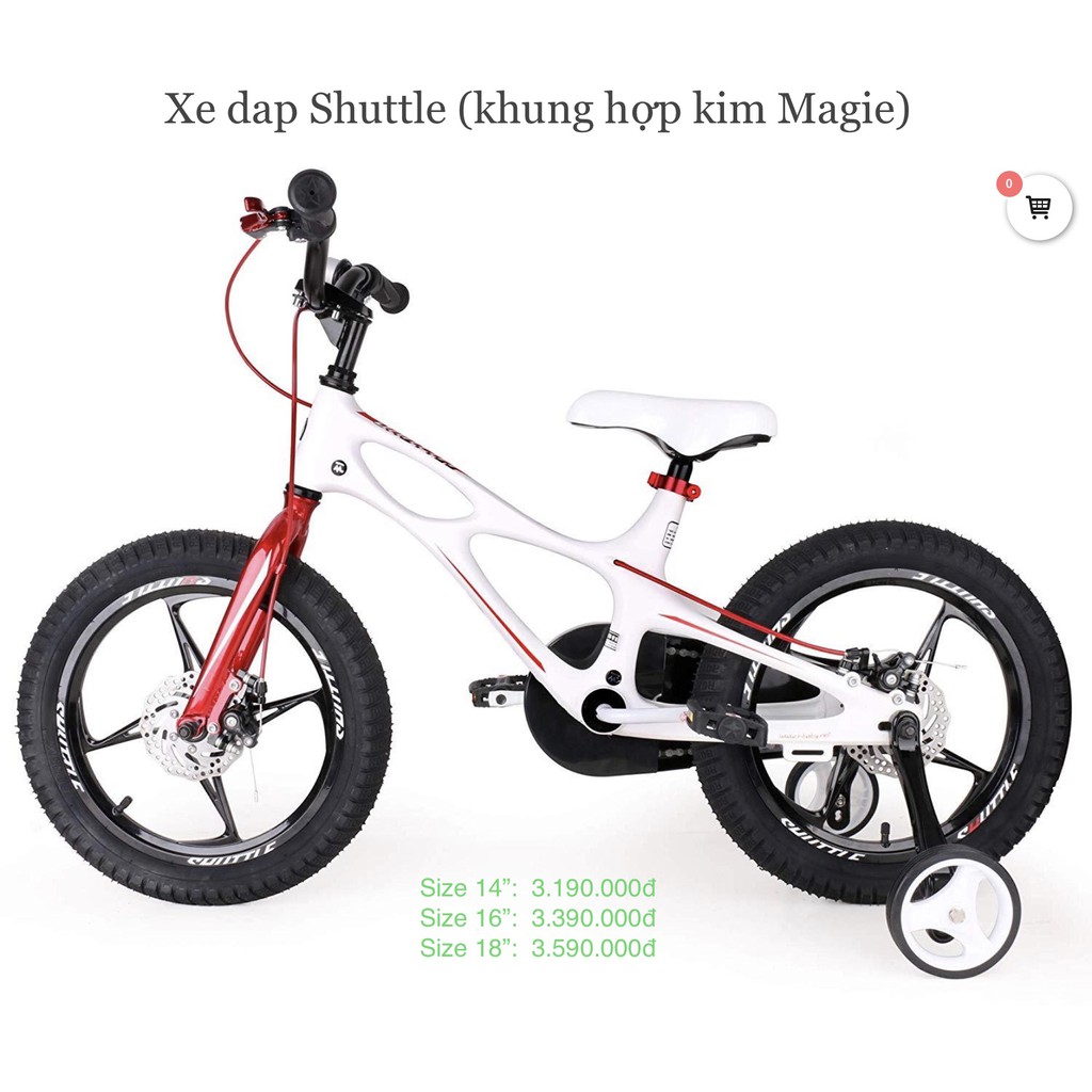 Size 14&quot; Xe đạp trẻ em Royal Baby Shuttle màu trắng ( Royalbaby - xe đạp cho bé )