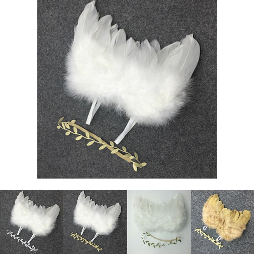 Set cánh thiên thần kèm băng đô hình lá Olive cho bé sơ sinh