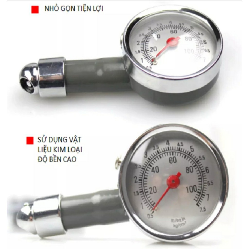 [FREESHIP] Đồng hồ đo áp suất lốp cho ô tô, xe máy độ chính xác cao.