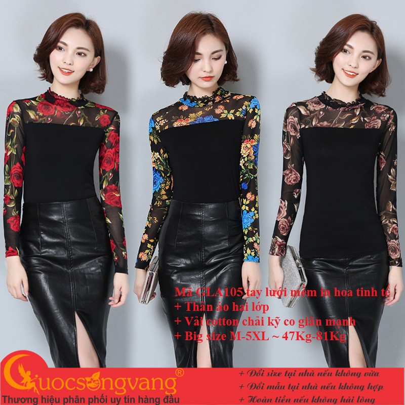 Áo nữ áo kiểu in hoa GLA105 Cuocsongvang