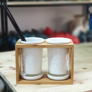 Ống đựng đũa sứ trắng