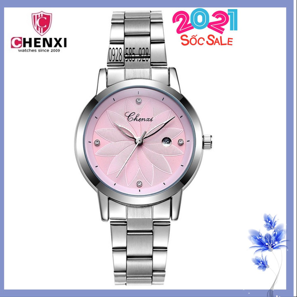 Đồng Hồ Nữ Chenxi Dây Thép Mặt Hoa Phong Cách Hàn Quốc Cá Tính Phong Cách